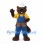Builder Beaver Mascot Costume with Blue Overalls and Yellow Shirt