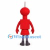 Robot Mascot Costume in Red with Antenna and Gray Boots