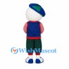 Golf Ball Mascot Costume with Blue Cap and Green Plaid Pants
