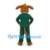 Dog Mascot Costume with Green Suit and Red Bow Tie
