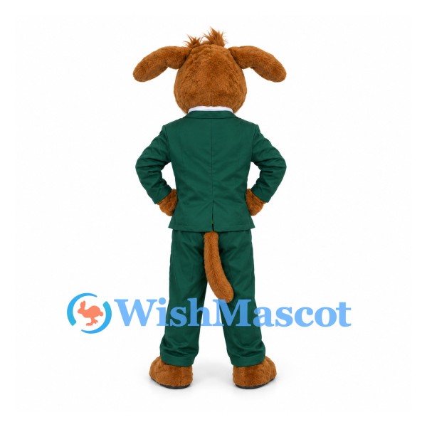 Dog Mascot Costume with Green Suit and Red Bow Tie