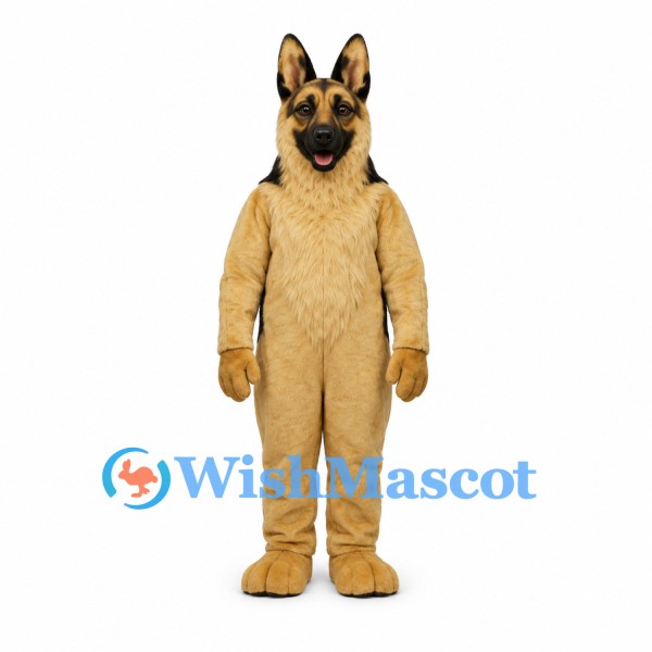 German Shepherd Dog Mascot Costume with Tan Body and Black Back