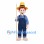 Farmer Mascot Costume with Yellow Hat and Blue Overalls