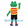 Frog Mascot Costume with Yellow Striped Shirt and Black Shorts