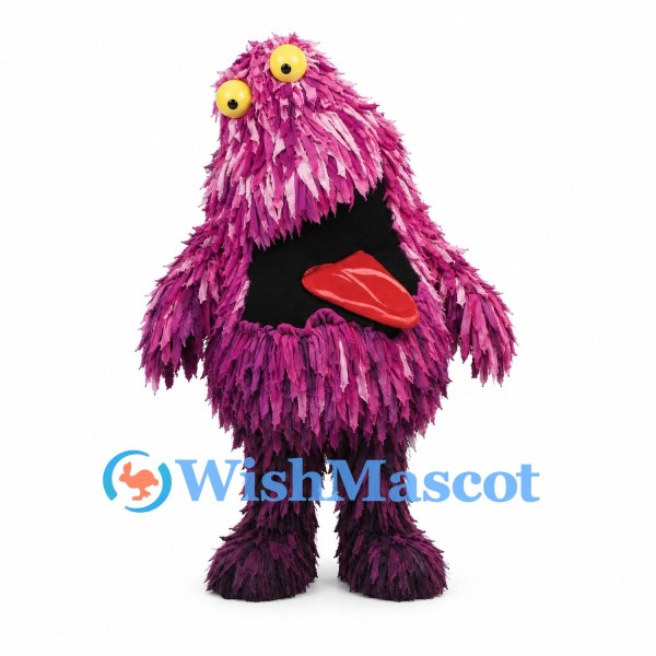 Monster Mascot Costume with Shaggy Pink and Purple Fur
