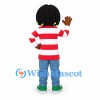 Girl Mascot Costume with Red Striped Shirt and Blue Pants