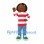 Girl Mascot Costume with Red Striped Shirt and Blue Pants