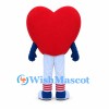 Heart Mascot Costume with Smiling Red Face and White Pants