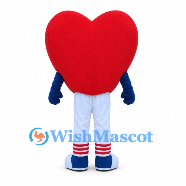 Heart Mascot Costume with Smiling Red Face and White Pants