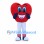 Heart Mascot Costume with Smiling Red Face and White Pants