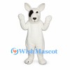 Bull Terrier Dog Mascot Costume in White with Black Eye Patch