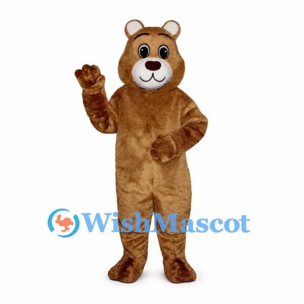 Bear Mascot Costume in Brown with Rounded White Muzzle