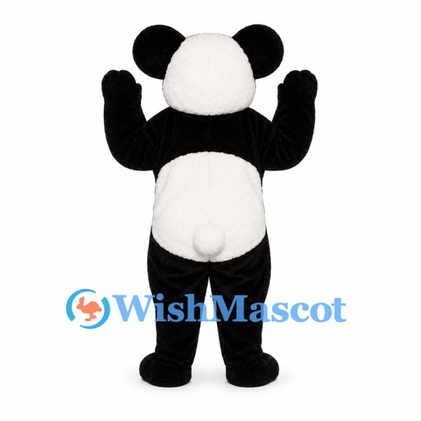 Panda Mascot Costume with Oversized Round Ears and White Belly