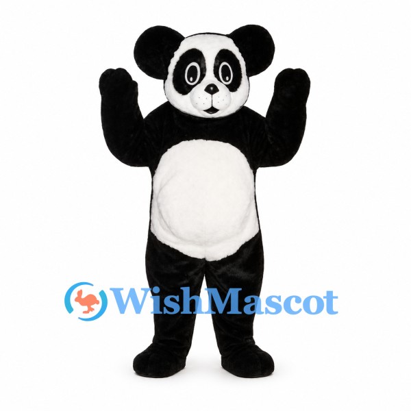 Panda Mascot Costume with Oversized Round Ears and White Belly