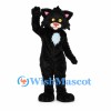 Cat Mascot Costume in Black with White Chest and Yellow Eyes