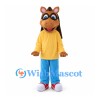 Horse Mascot Costume with Yellow Shirt and Blue Pants