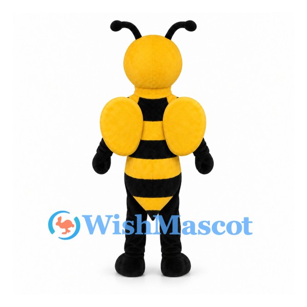 Bee Mascot Costume with Black and Yellow Stripes and Round Wings