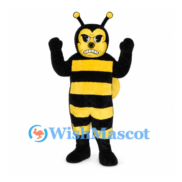 Bee Mascot Costume with Angry Face and Yellow Wings