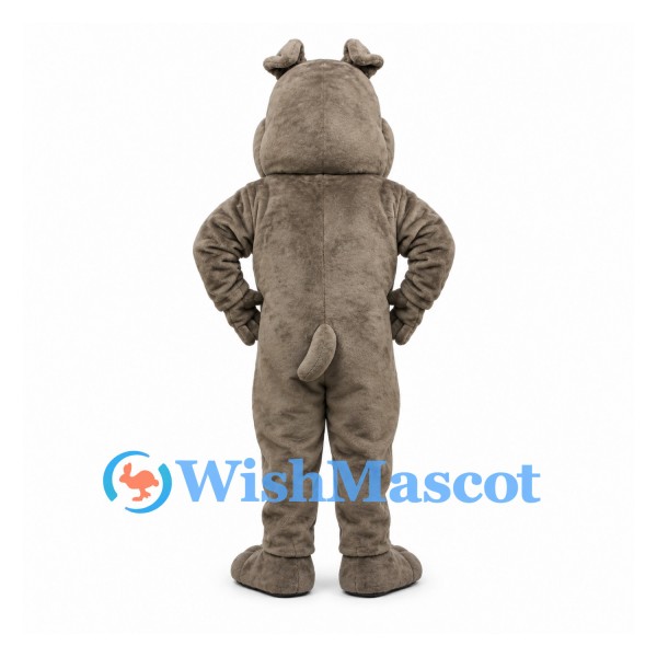 Bulldog Mascot Costume in Gray with Muscular Body