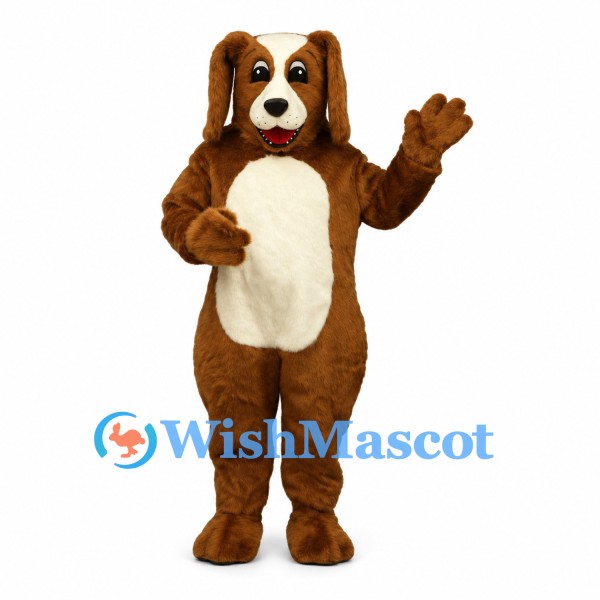 Dog Mascot Costume in Brown with White Belly and Long Ears