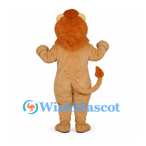 Lion Mascot Costume in Tan with Orange Mane and Fangs