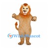 Lion Mascot Costume in Tan with Orange Mane and Fangs