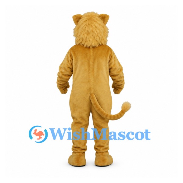 Lion Mascot Costume in Gold with Shaggy Mane and Fangs