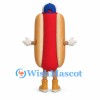 Hot Dog Mascot Costume with Blue Cap and Black Sunglasses