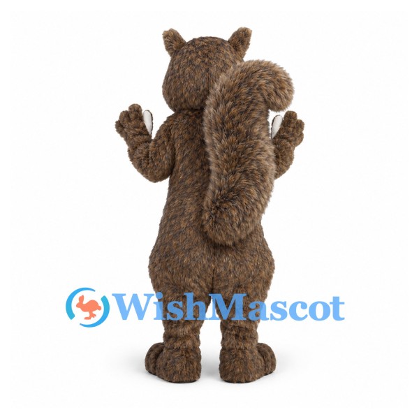 Squirrel Mascot Costume with White Belly and Fluffy Gray Tail
