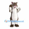 Squirrel Mascot Costume with White Belly and Fluffy Gray Tail