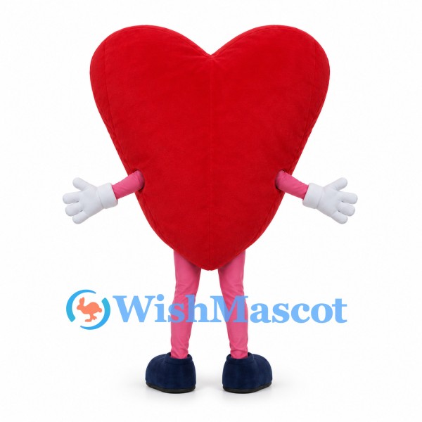 Heart Mascot Costume in Red with White Gloves