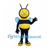 Bee Mascot Costume with Blue Wings and Yellow Striped Body