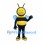 Bee Mascot Costume with Blue Wings and Yellow Striped Body
