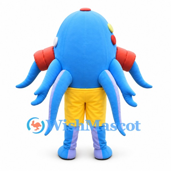 Octopus Mascot Costume in Blue with Yellow Shorts