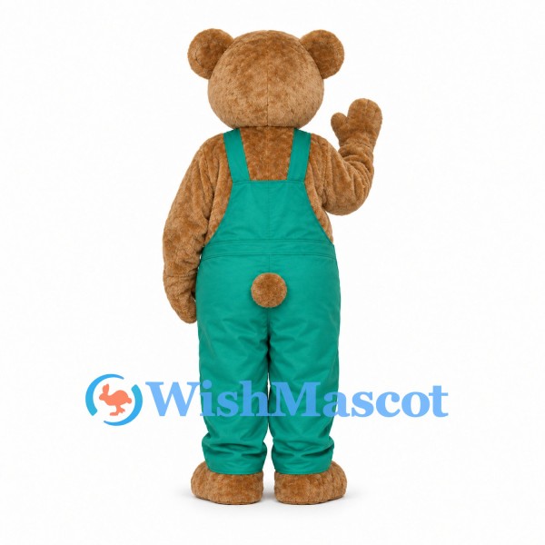 Bear Mascot Costume with Green Overalls