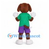 Dog Mascot Costume with Green Shirt and Purple Shorts