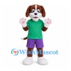 Dog Mascot Costume with Green Shirt and Purple Shorts