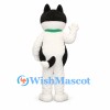 Husky Dog Mascot Costume in Black and White with Green Collar