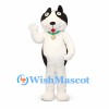 Husky Dog Mascot Costume in Black and White with Green Collar