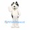 Husky Dog Mascot Costume in Black and White with Green Collar