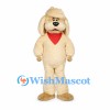 Poodle Dog Mascot Costume in Cream with Red Neck Scarf