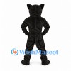 Black Panther Mascot Costume with Muscular Body and Open Mouth