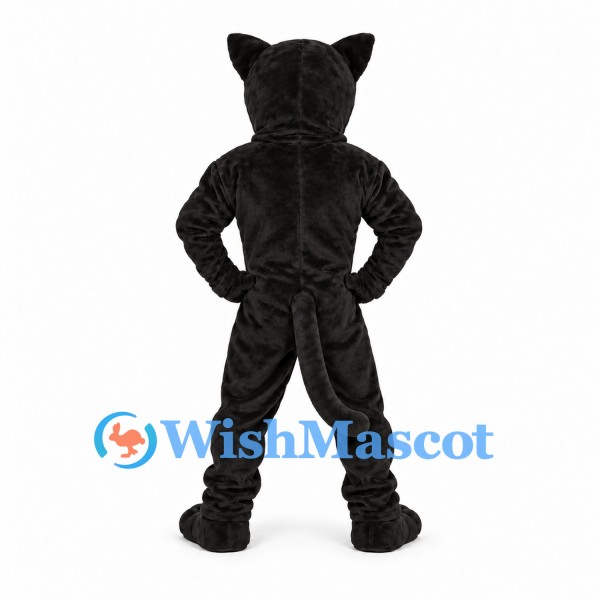 Black Panther Mascot Costume with Muscular Body and Open Mouth