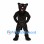 Black Panther Mascot Costume with Muscular Body and Open Mouth