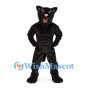 Black Panther Mascot Costume with Muscular Body and Open Mouth