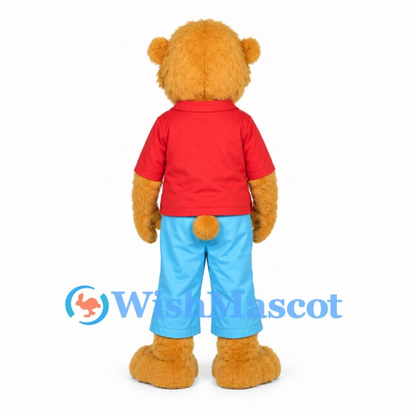 Bear Mascot Costume with Red Shirt and Blue Pants