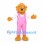 Girl Bear Mascot Costume with Pink Overalls and Floral Shirt