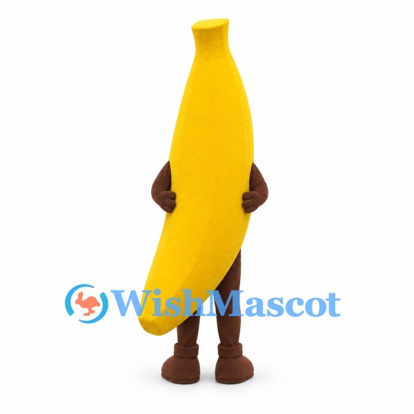Banana Mascot Costume in Yellow with Brown Gloves and Boots