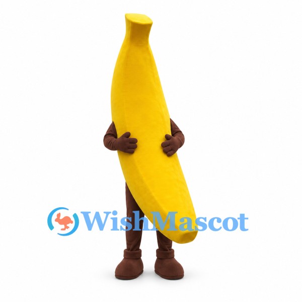 Banana Mascot Costume in Yellow with Brown Gloves and Boots