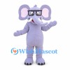 Elephant Mascot Costume in Lavender with Black Glasses